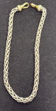 David Yurman 18K Yellow Gold Silver Pave Diamond 16” Large Wheat Chain Necklace
