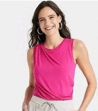 A New Day Women's Drape Front Bodysuit Pink Crew Neck Size XS