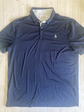 Original Penguin Polo Shirt Large Navy Blue Performance Golf Short Sleeve