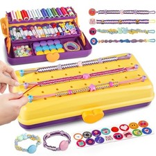 Friendship Bracelet Making Kit for Girls, 3-Layer Storage Box Arts and yellow