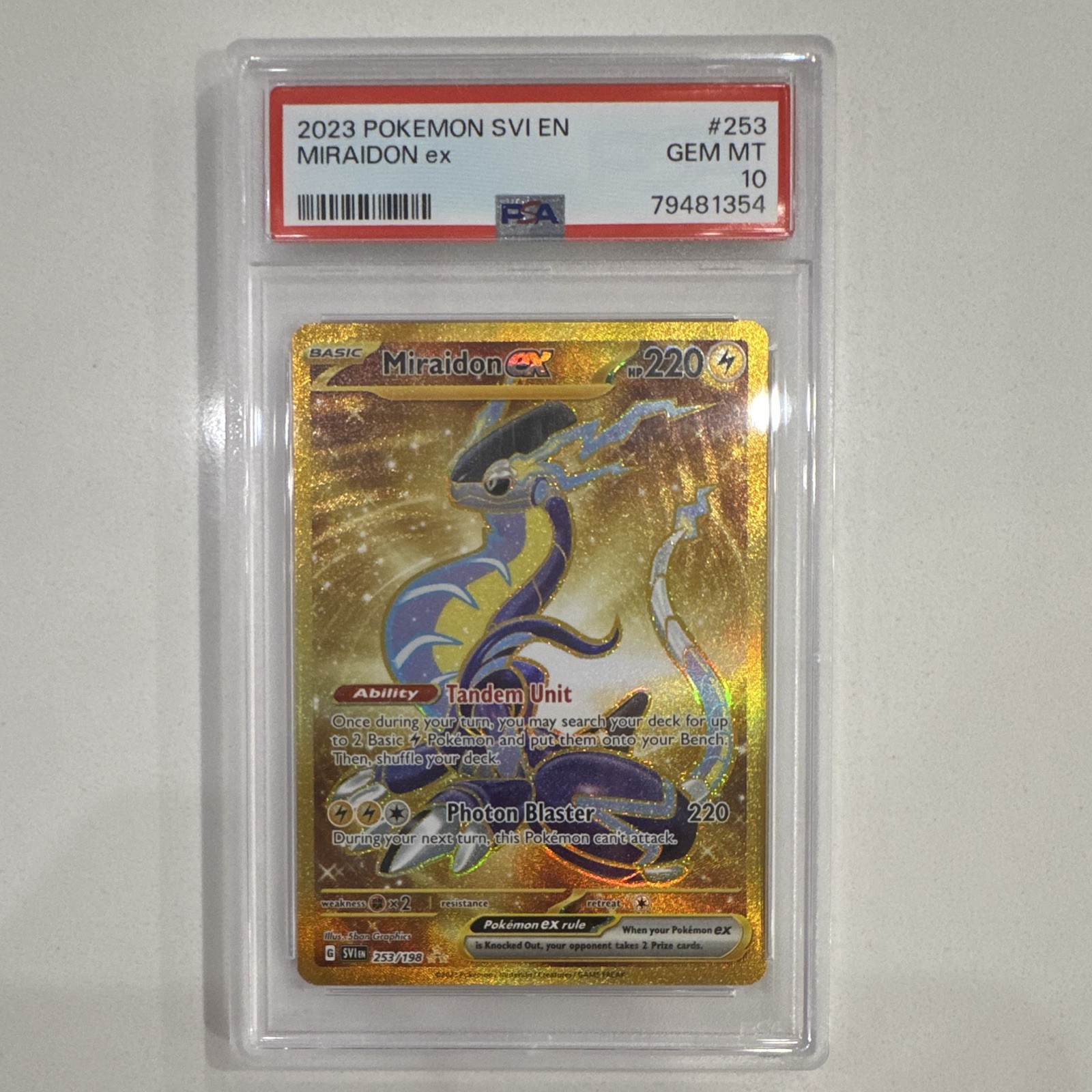 Pokemon PSA 10 Miraidon ex 253/198 SV01 Scarlet & Violet EN Holo Hyper Rare 2023