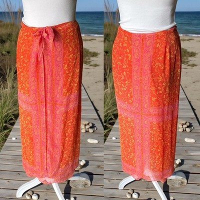 Orange 100% Silk Boston Proper Wrap Skirt - Women s Size 4