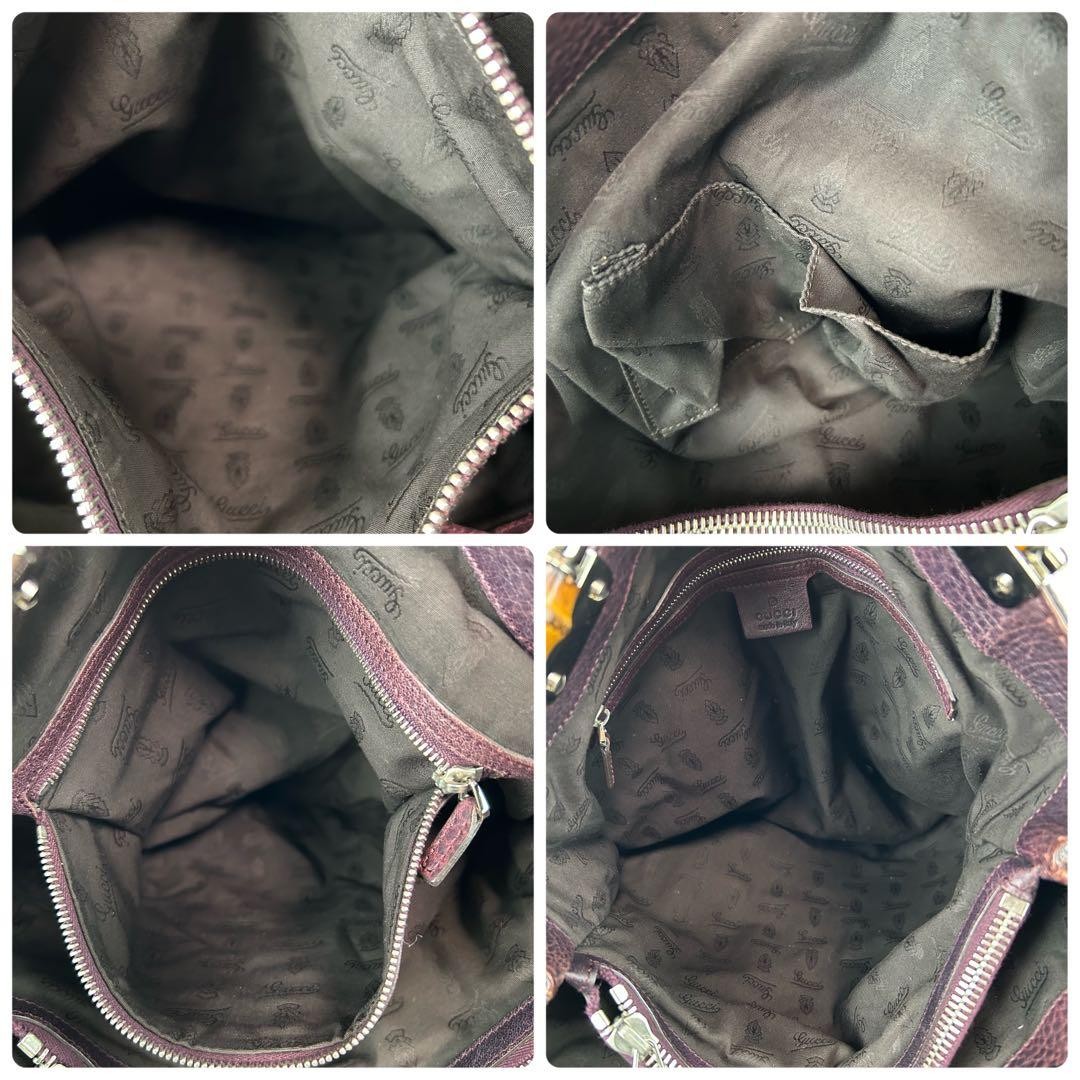 GUCCI Tote Bag GUCCIShima Bamboo Leather Wine Red Authentic thumbnail 8