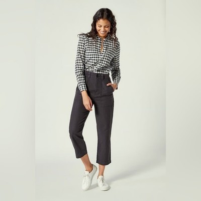 Joie larkin cropped cotton pant caviar casual cozy pant functional