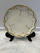 Antigua guirnalda floral dorada placa China Carlsbad Austria borde verde