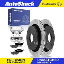 Rear Drilled Slotted Brake Rotors Premium Ceramic Pads Calipers for Ram 1500