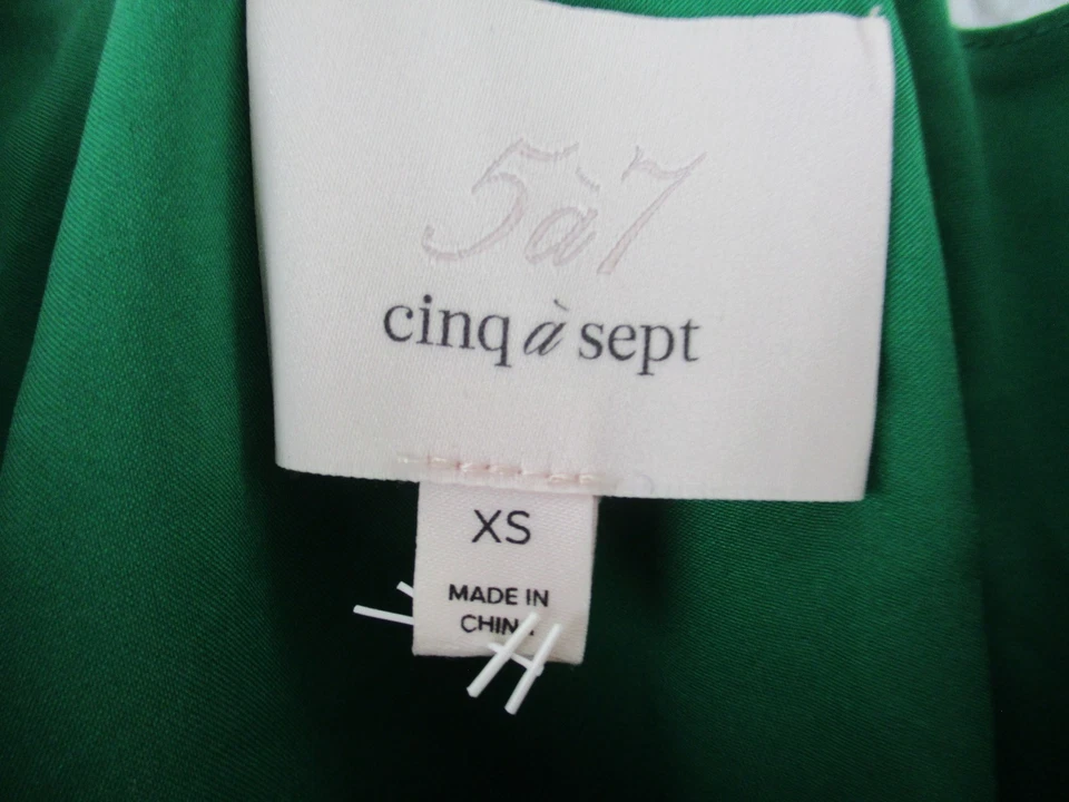 cinq a sept womens top blouse green silk camisole top XS, strappy v neck - image 3 of 4