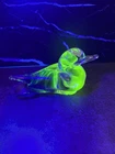Vintage Mozer Murano Glass Duck Figurine - Blue/Green, H 4.5", L 8” Uranium GLOW