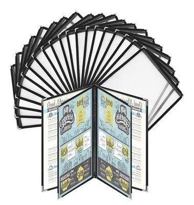 Restaurant Menu Holders Wine List Covers 20-Pack 9'' x 12'' Black Single Boards