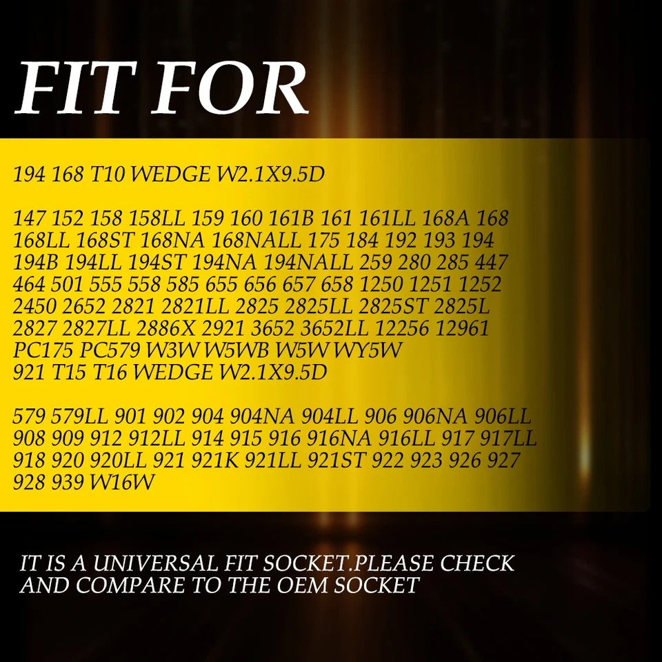 T10 194 Socket 921 Bulb Dome Side Marker Light Harness Wire Plug Connectors 2/4X - Image 2 of 4