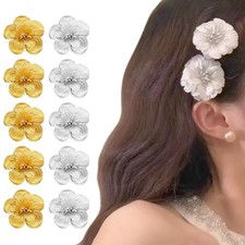 10 Pieces of Gold Flower Hair Clips for Women, 1 Count Pack 1 , mixcolor