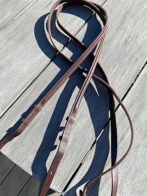 Devoucoux leather inside lined 1/2'' rubber reins, brown curb rein