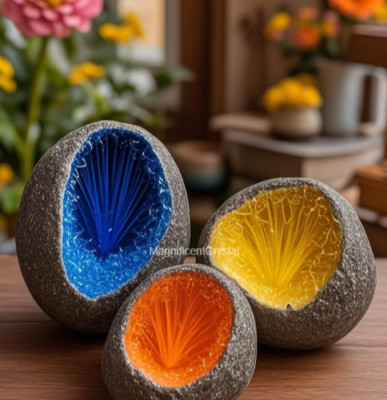 3pc Mineral Art Set Crystal Specimen Home Decor Mineral Collection Healing Gift