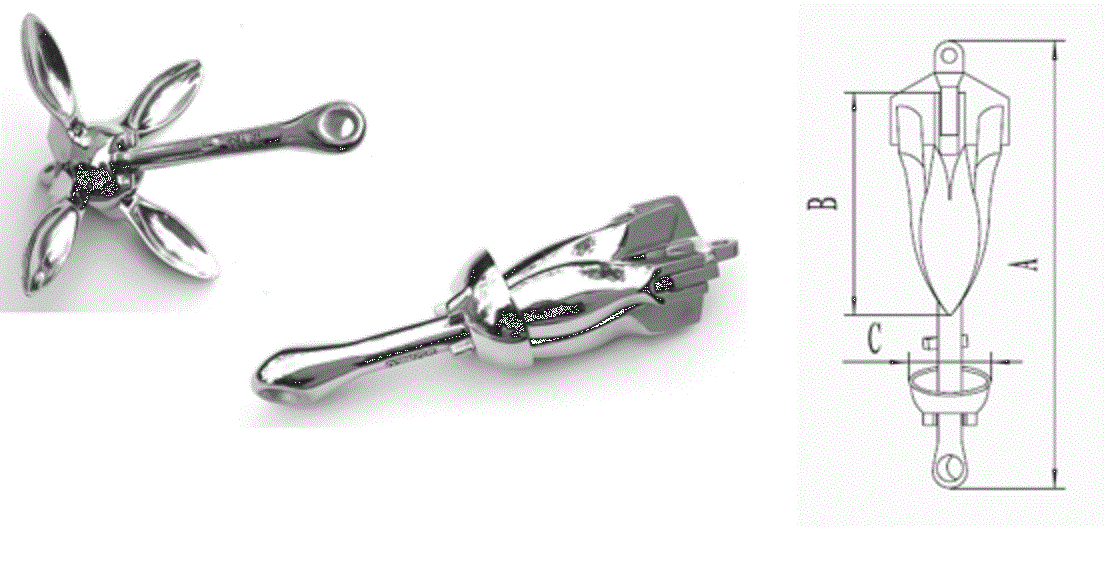 Stainless Steel Folding Grapnel Anchor 3.3 lb Stainless Steel Grapnel Folding Grapnel Steel Anchor 3.3 lb de50d2