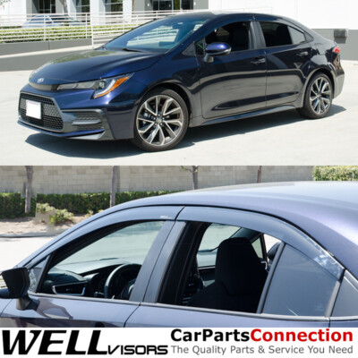 WellVisors Window Visors For 20-24 For Toyota Corolla Smoke Tint Premium Series