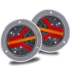 2X 4"in LED Tail Stop Turn Signal Brake Light DRL Truck Trailer White/Red/Amber