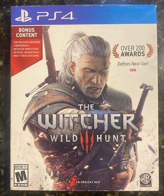 The Witcher 3 III PS4 Wild Hunt W/ Manual & Soundtrack