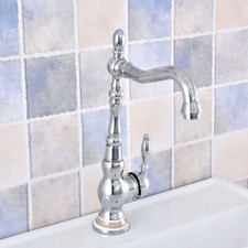 Polished Chrome Bathroom Kitchen Bar Vessel Sink Swivel Faucet Mixer Tap ssf678