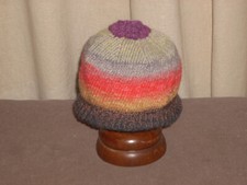 3 to 6 mos. Handknit Reversable Wool Baby Hat