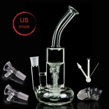 11 Inch Heavy Glass Bong Smoking Hookah Percolate Rotation Water Pipe 19mm bowl