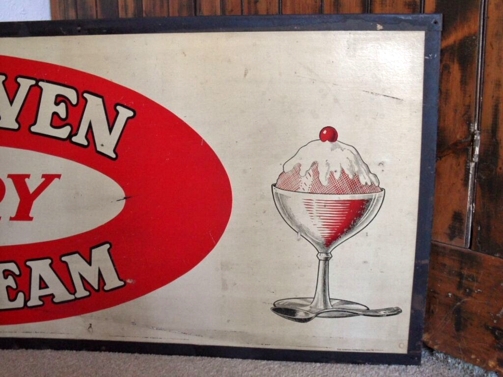 orig. 1918 **NEW HAVEN DAIRY ICECREAM SIGN** 60 x 21 IceCream Sundae