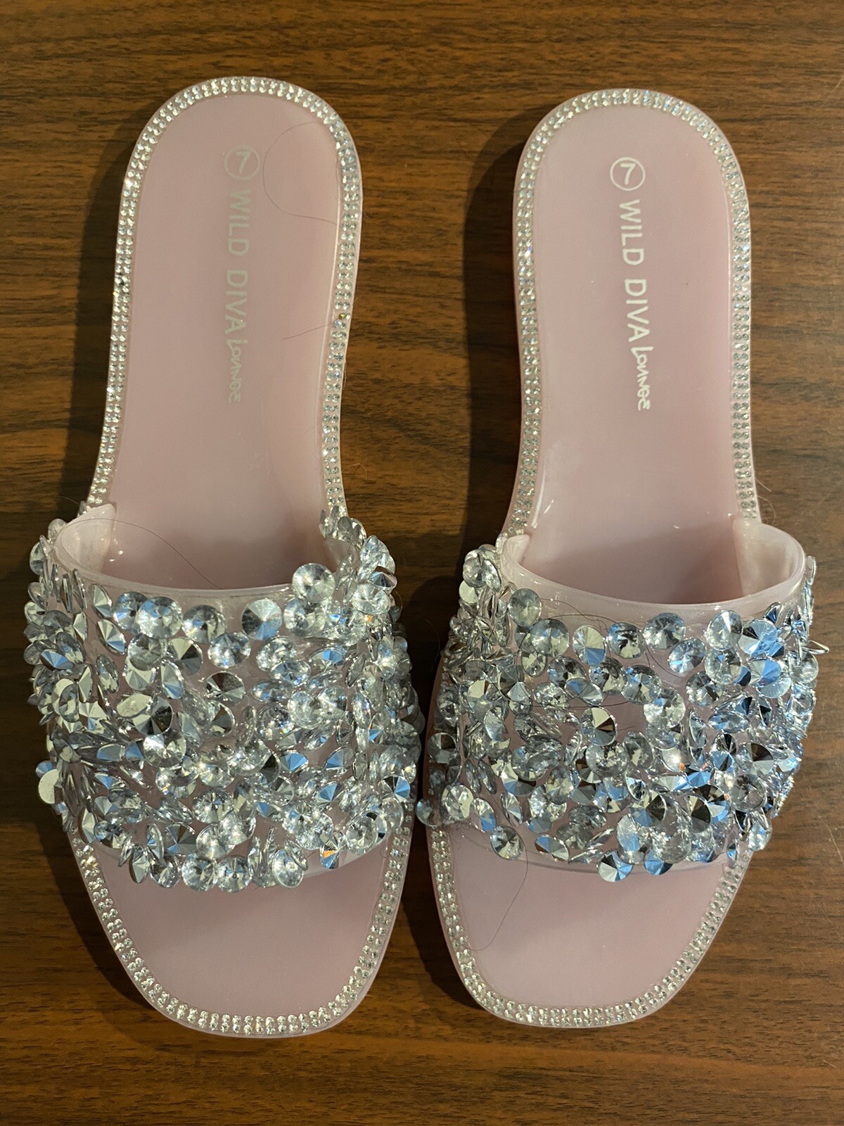 WOMENS NEW WILD DIVA LOUNGE RHINESTONE SLIP ON SLIDES SANDALS SHOES - 7 M |  eBay