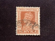 INDIA 1939 KING GEORGE VI POSTAGE ON SERVICE HALF ANNA BROWN - USED KGVI ½A