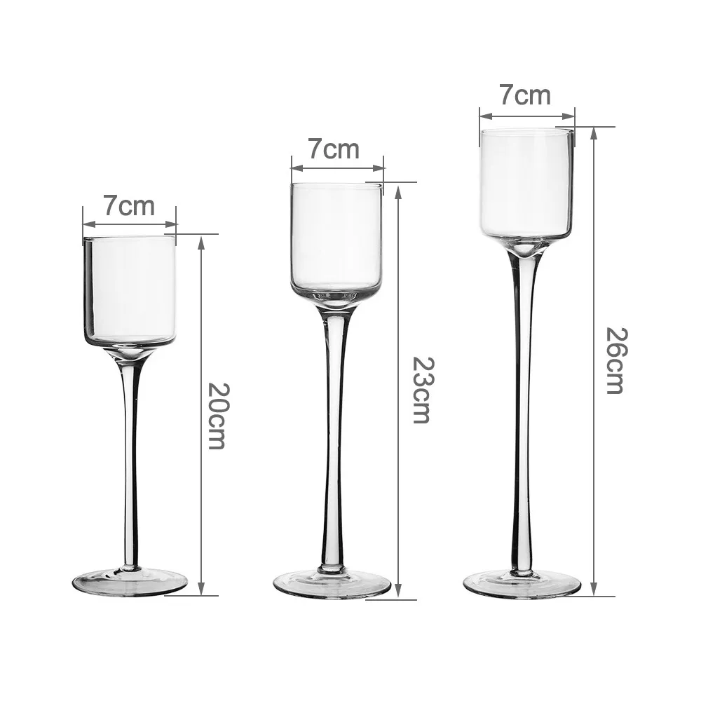 Luxury 3 Set Tall Glass Large Candle Holders Centrepiece Tea Light Wedding Décor
