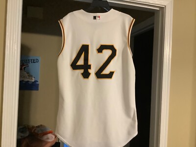 Majestic MLB Pittsburgh Pirates #42 White Sleeveless Baseball
