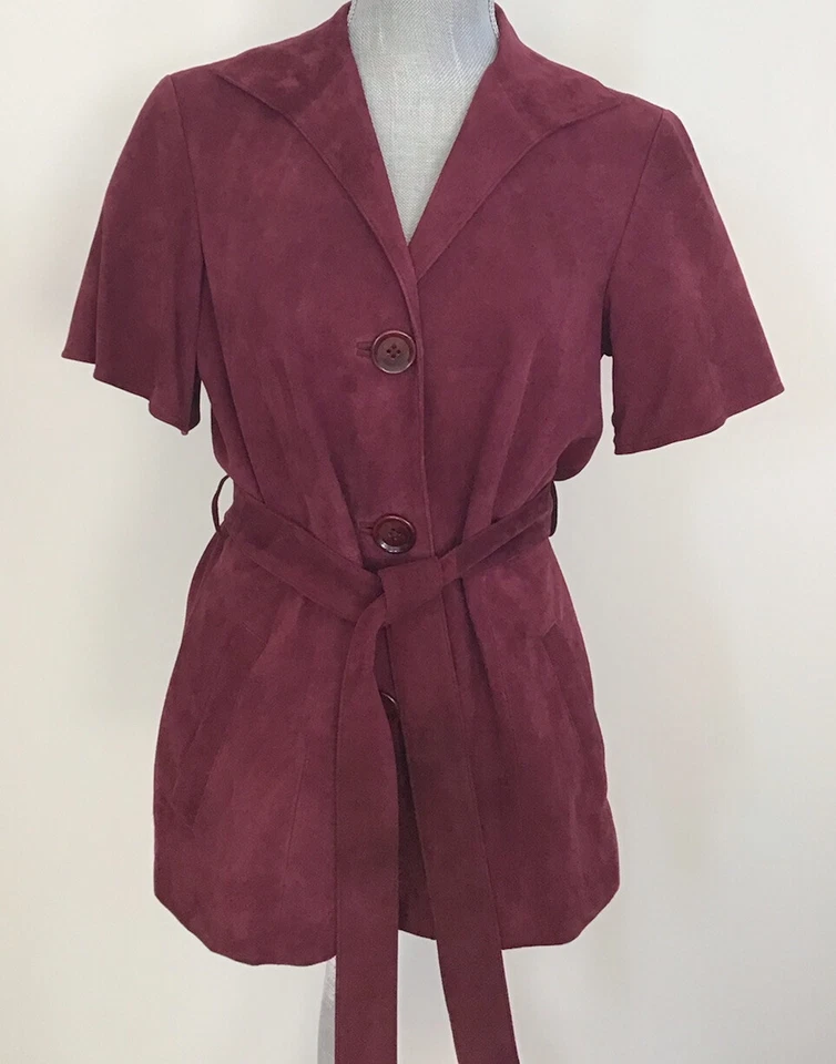 Lafayette 148 замшевый блейзер коротким рукавом женщин подпоясанный рубашка куртка размер маленький - Изображение 3 из 4