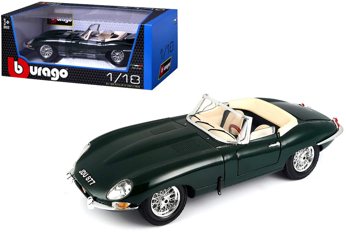 1961 Jaguar E Type Convertible Green 1/18 Diecast Model Car by Bburago 