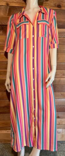 WOMENS STRIPED SIZE SMALL RAYON DRESS or ROBE   #1