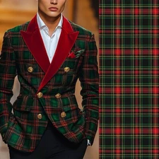 Men's Double Row Suit 1 Set Red Green Color Scheme for Christmas Theme