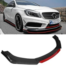 For Mercedes-Benz Front Bumper Lip Chin Spoiler Splitter Body Kit Carbon + Red