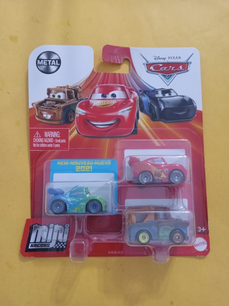Disney Pixar Cars Mini Racers 3 Pk CARLA VELOSO, LIGHTNING MCQUEEN, & MATER