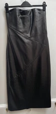 Pamela Dennis Couture Black Leather Mini Dress Size 8
