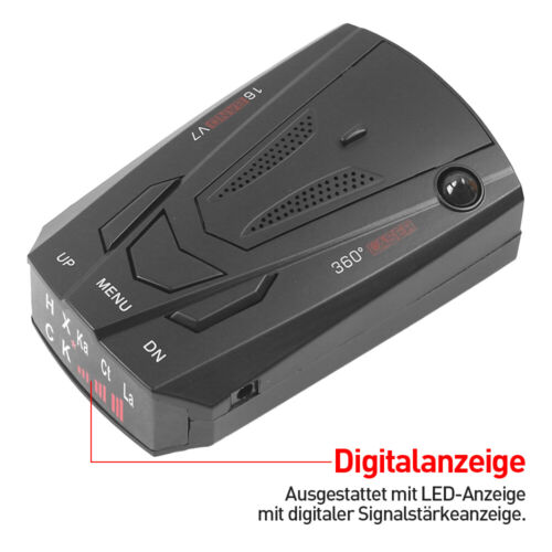 V7 360° Auto Radar Detector Geschwindigkeit Radarwarner GPS Voice Alert 12V DE - Bild 2 von 8