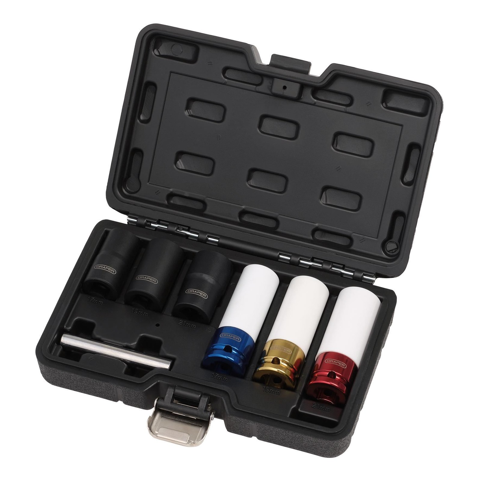 Draper Wheel Nut and Bolt Extractor Socket Set, 1/2"" Sq. Dr. (7 Piece)