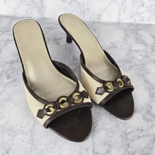 Aerosoles Kitten Heels Women 9 Extravagant Brown Tan Gold Hardware Preppy Office