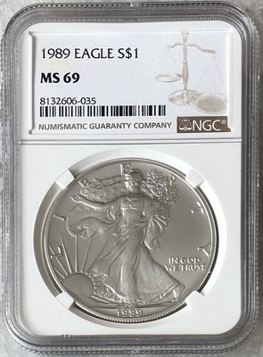 1989 Silver American Eagle S $1 NGC MS 69 MS69 .999 Fine 1 Oz