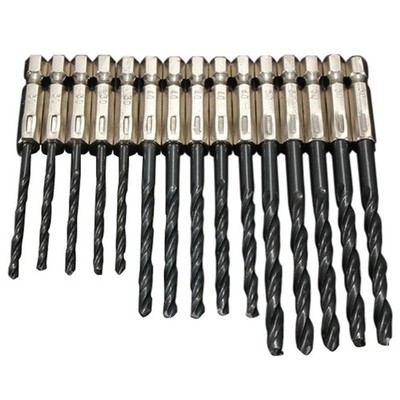 15pcs High Speed Steel Coated Drill Bits Set 3 4 5 mm Hex Shank LW Kit