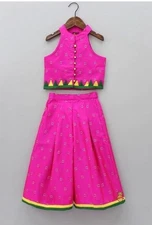 Baby Girl Indian Outfit Top With Palazzo Pants Festive Pink Little Muffet Diwali
