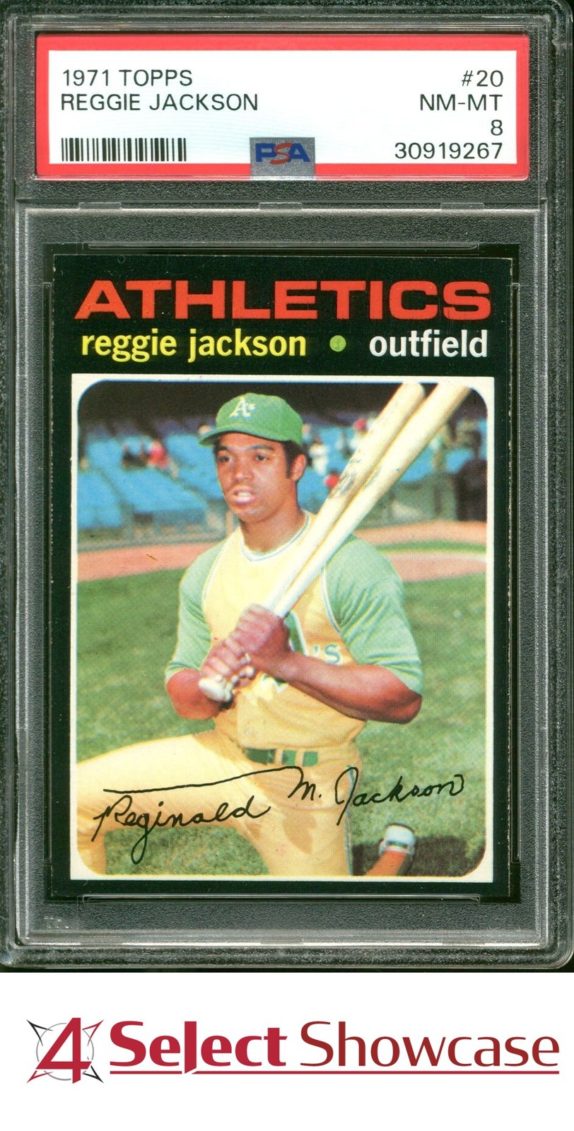 1971 TOPPS #20 REGGIE JACKSON ATHLETICS HOF PSA 8