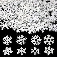 100PCS Christmas Snowflakes Wood Slices Snowflake Wooden Embellishments Ornament