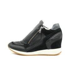 GEOX Damen D620QA Keilabsatz-Sneaker Schwarz Leder Atmungsaktiv Sneaker EU 41