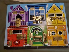Melissa  Doug Wooden Locks And Latches Activity Board 6 Doors Hand Crafted