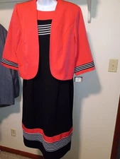 Maya Brooke 2-Piece Womens Sheath Dress and Jacket Set Multi Color Plus 14W NWT