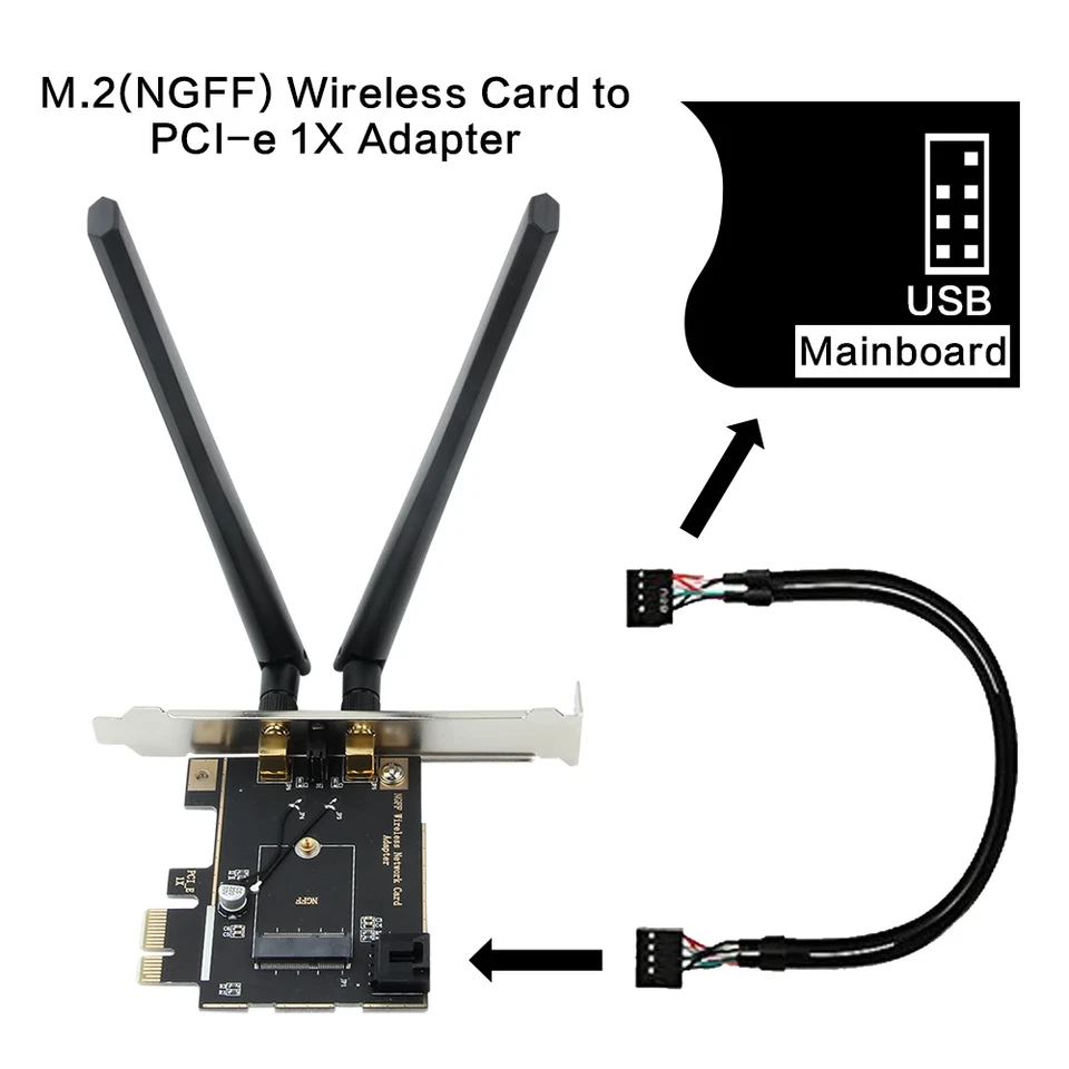 Desktop WiFi 6E Intel AX210 PCIe WiFi Adapter Bluetooth 5.3 2400Mbps 802.11ax AX - Image 4 of 4
