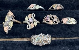 Black Hills Gold Sterling Silver Rings Lot of 7 Vintage
