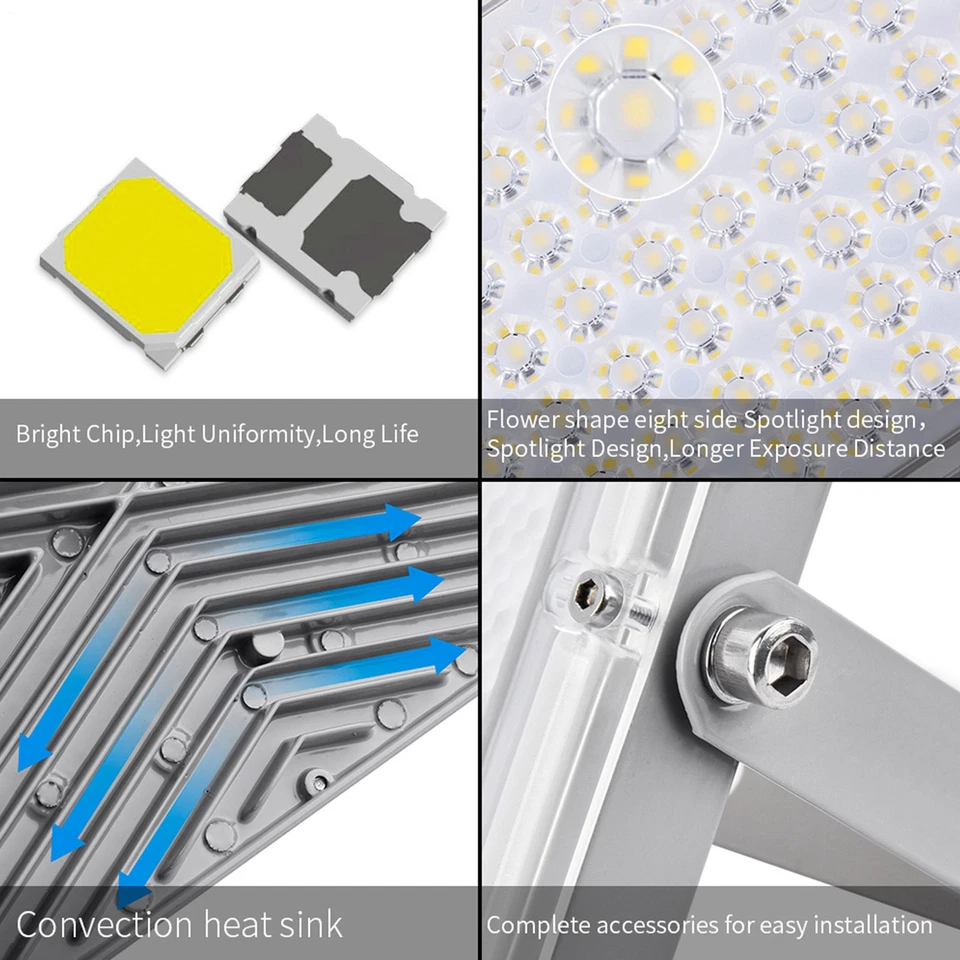 LED Fluter 100/200/300/400Watt Flutlicht Außen Strahler Baustrahler Scheinwerfer - Bild 2 von 4
